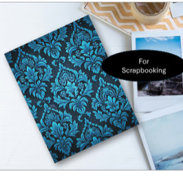 Turquoise Bloemen Brocade Papier Blad