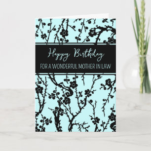 Turquoise Bloemen Moeder in Recht Verjaardag Kaart