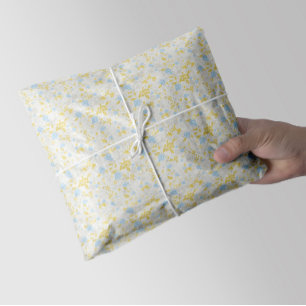 Turquoise Bloemen Naadloos Patroon Tissuepapier