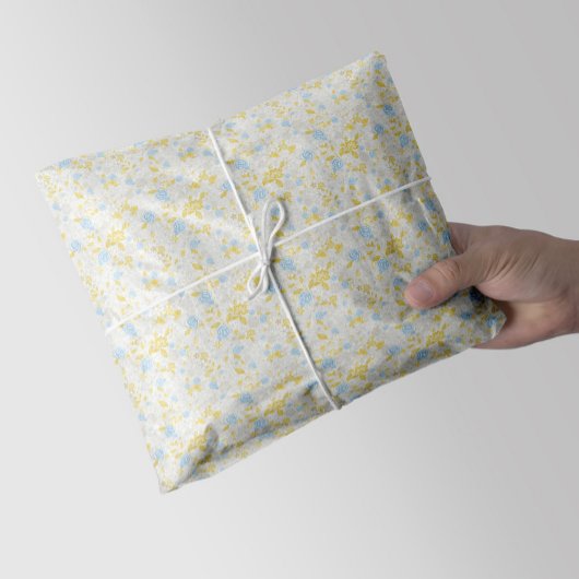 Turquoise Bloemen Naadloos Patroon Tissuepapier