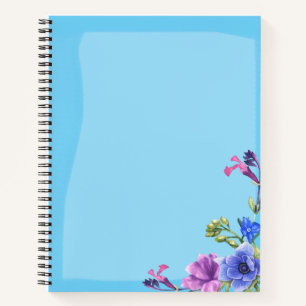  Turquoise Bloemen Notitieboek - Spiral Bound