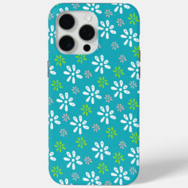Turquoise Bloemen Patroon iPhone 15 Pro Max Hoesje