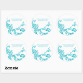 Turquoise Bloemen Peacock Adreslabel Sticker (Vel)