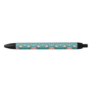 Turquoise bloemenpen – Elegant voor School & Kanto Zwarte Inkt Pen