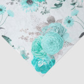 Turquoise bloemenserie ontwerp 2 tissuepapier (Detail)