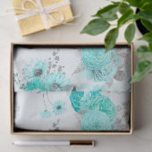 Turquoise bloemenserie ontwerp 2 tissuepapier (Geschenk)