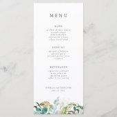 Turquoise Bloemenweelde Moderne Elegante Bruiloft Menu (Voorkant)
