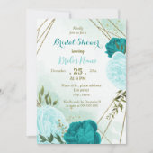 Turquoise bloemetjes groen blad vrijgezellenfeest kaart (Voorkant)