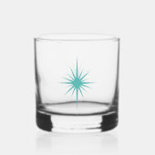 Turquoise Blue 1950s Atomic Starburst Mid Century Whisky Glas (Voorkant)
