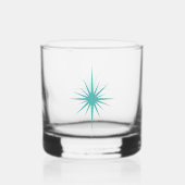 Turquoise Blue 1950s Atomic Starburst Mid Century Whisky Glas (Achterkant)