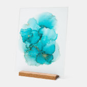 Turquoise Blue Abstract Fluid Art (Angle)