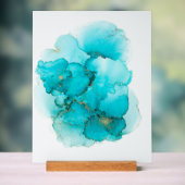 Turquoise Blue Abstract Fluid Art (Neutre)