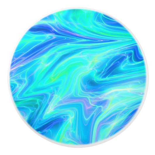 Turquoise Blue Abstract Keramische Knop (Voorkant)