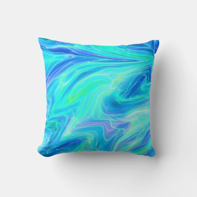 Turquoise Blue Abstract Kussen (Voorkant)