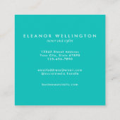 Turquoise Blue Abstract Waterverf Texture Vierkante Visitekaartje (Achterkant)