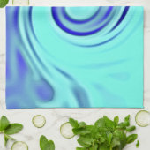 Turquoise Blue Abstract Wave Art Theedoek (Gevouwen)