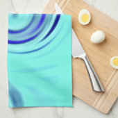 Turquoise Blue Abstract Wave Art Theedoek (Quarter Fold)