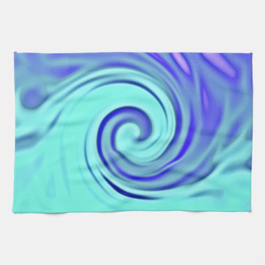 Turquoise Blue Abstract Wave Art Theedoek (Horizontaal)