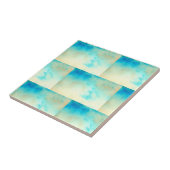 Turquoise blue abstracte art crème gebroken tegeltje (Zijkant)