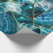 Turquoise Blue Agate Black Gold Geometric Triangle Cadeaupapier (Hoek)