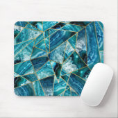 Turquoise Blue Agate Black Gold Geometric Triangle Muismat (Met muis)