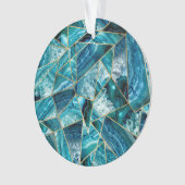 Turquoise Blue Agate Black Gold Geometric Triangle Ornament (voorkant)