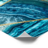 Turquoise Blue Agate Black Gold Geometric Triangle Poster (Hoek)
