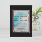 Turquoise Blue Agate Roos Gold Wedding & Party Kaart (Staand voorkant)