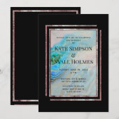 Turquoise Blue Agate Roos Gold Wedding & Party Kaart (Voorkant / Achterkant)