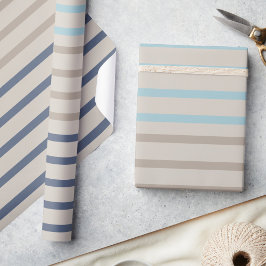 Turquoise blue and beige stripes cadeaupapier