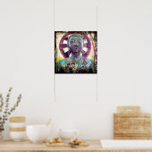 Turquoise Blue Antiek Buddha Foto Imagine Script Poster (Keuken)