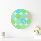 Turquoise Blue, Apple Green & Light Coral Circles Grote Klok (Huis)