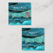 Turquoise Blue Aqua Turquoise QR Code Carte de vis (Devant / Derrière)