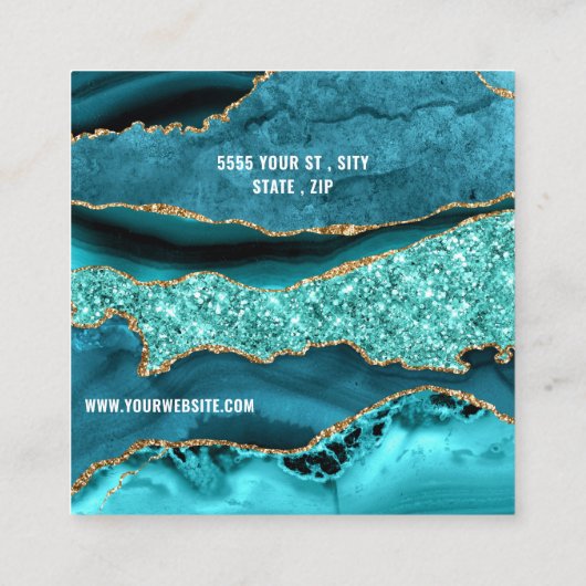 Turquoise Blue Aqua Turquoise QR Code Carte de vis (Dos)