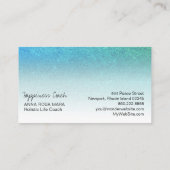*~* TURQUOISE BLUE AQUA White Gradient Glitter Visitekaartje (Achterkant)