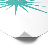 Turquoise Blue Atomic Starburst Mid Century Modern Poster (Hoek)