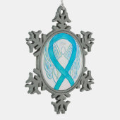 Turquoise Blue Awareness Ribbon Angel Ornament (Links)