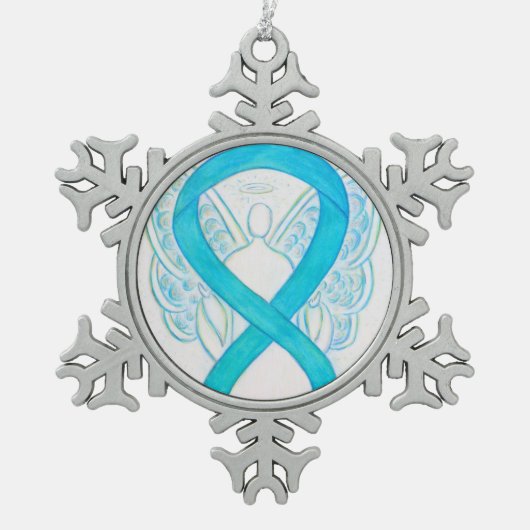 Turquoise Blue Awareness Ribbon Angel Ornament (Voorkant)