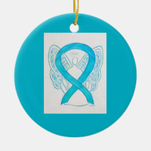 Turquoise Blue Awareness Ribbon Angel Ornaments Keramisch Ornament
