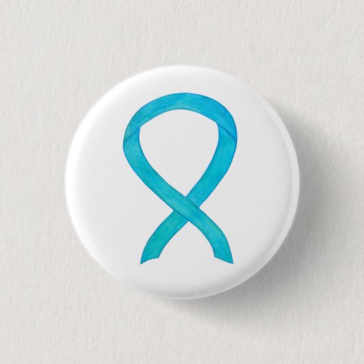 Turquoise Blue Awareness Ribbon Custom Pin Ronde Button 3,2 Cm (Voorkant)