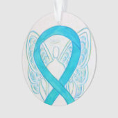 Turquoise Blue Awareness Ruban Angel Ornements (devant)