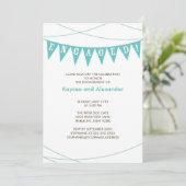 Turquoise Blue Banner Verloving Uitnodigingen (Staand voorkant)