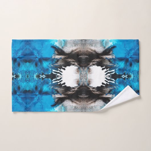 Turquoise Blue, Black and White Abstract Bad Handdoek (Handdoek)