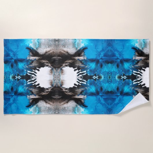 Turquoise Blue, Black and White Abstract Strandlaken (Voorkant)