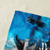 Turquoise Blue, Black and White Abstract Strandlaken (In situ)