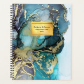 Turquoise Blue Black Gold Metallic Abstrait Art (Devant)