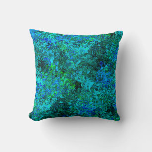 Turquoise Blue Blauwgroen en Green Artistic Abstra Kussen