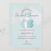 Turquoise Blue Bow Bridal Shower Kaart (Voorkant / Achterkant)