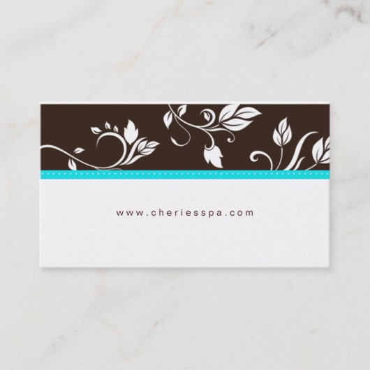Turquoise Blue Brown Floral Trendy visitekaartje (Voorkant)