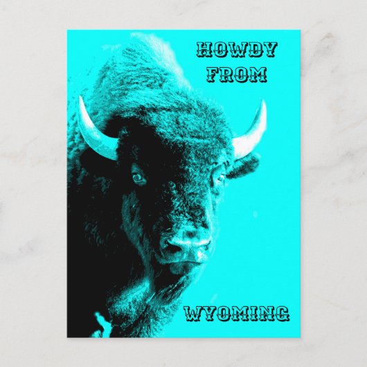 Turquoise Blue Buffalo Bull Bison Howdy van Briefkaart (Voorkant)